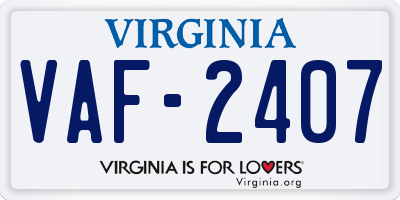 VA license plate VAF2407
