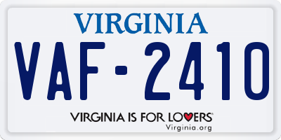 VA license plate VAF2410