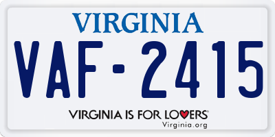 VA license plate VAF2415