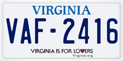 VA license plate VAF2416