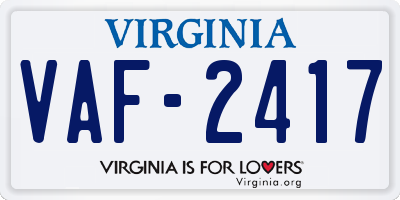 VA license plate VAF2417