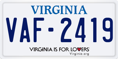 VA license plate VAF2419