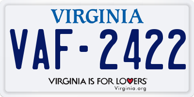 VA license plate VAF2422
