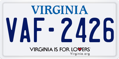 VA license plate VAF2426