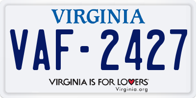 VA license plate VAF2427