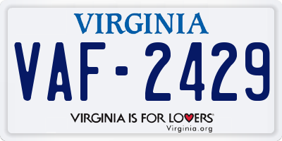 VA license plate VAF2429