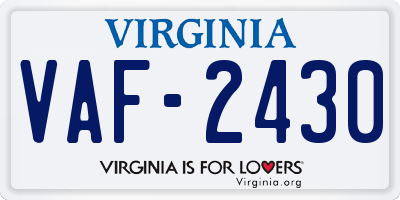 VA license plate VAF2430