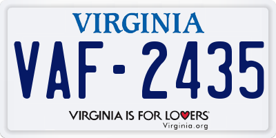 VA license plate VAF2435