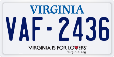 VA license plate VAF2436