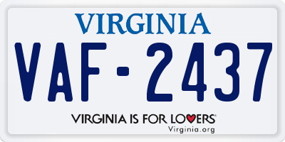 VA license plate VAF2437