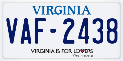 VA license plate VAF2438