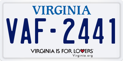 VA license plate VAF2441