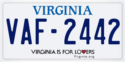 VA license plate VAF2442