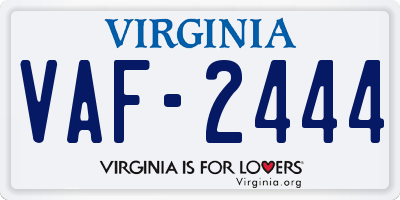 VA license plate VAF2444