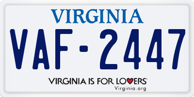 VA license plate VAF2447