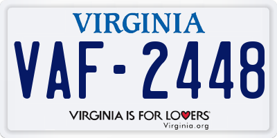 VA license plate VAF2448