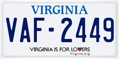 VA license plate VAF2449