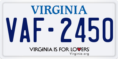 VA license plate VAF2450