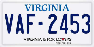 VA license plate VAF2453