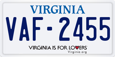 VA license plate VAF2455