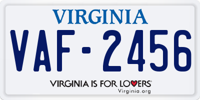 VA license plate VAF2456