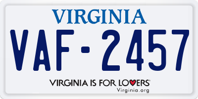 VA license plate VAF2457