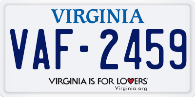 VA license plate VAF2459