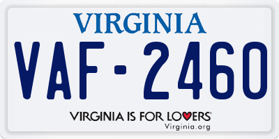 VA license plate VAF2460