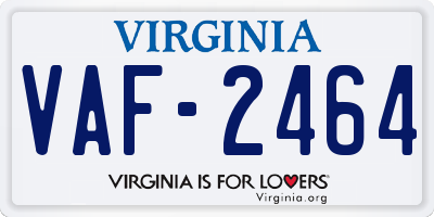 VA license plate VAF2464