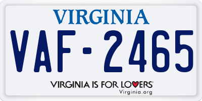 VA license plate VAF2465