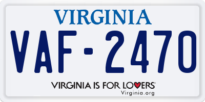 VA license plate VAF2470