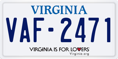 VA license plate VAF2471