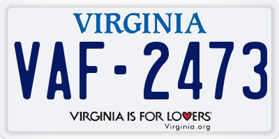 VA license plate VAF2473