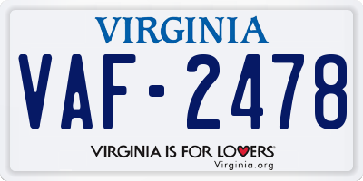 VA license plate VAF2478