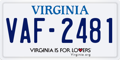 VA license plate VAF2481
