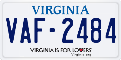 VA license plate VAF2484