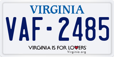 VA license plate VAF2485