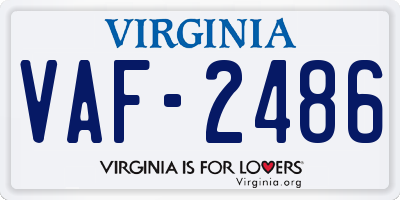 VA license plate VAF2486
