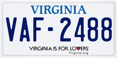 VA license plate VAF2488