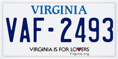 VA license plate VAF2493