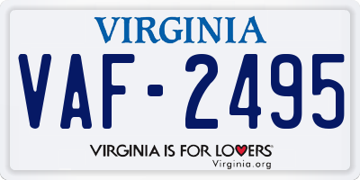 VA license plate VAF2495