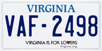 VA license plate VAF2498