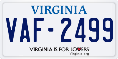 VA license plate VAF2499