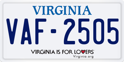 VA license plate VAF2505