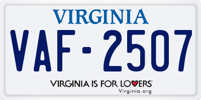 VA license plate VAF2507