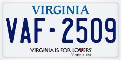 VA license plate VAF2509