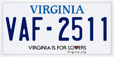 VA license plate VAF2511