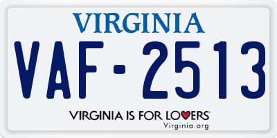 VA license plate VAF2513