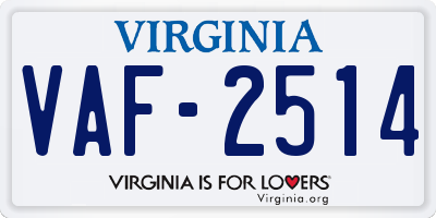 VA license plate VAF2514
