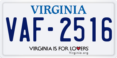 VA license plate VAF2516